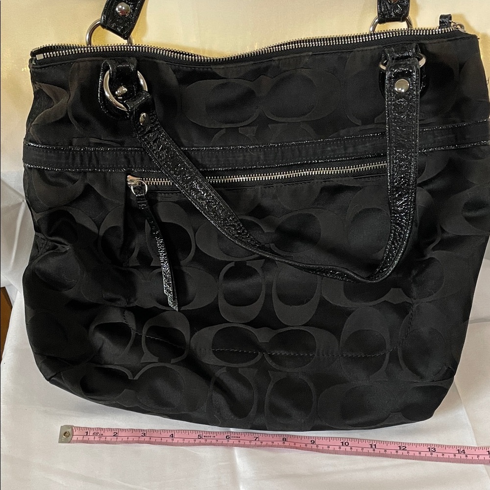 Coach Black Shoulder Bag with Glossy Accents